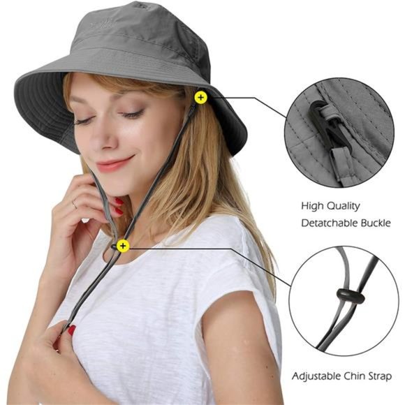 Women\'s Large Bucket Hats with Detachable Chin Strap Quick Dry Water Resistant